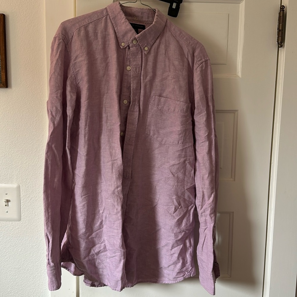 Banana Republic Linen-Cotton button down, L tall